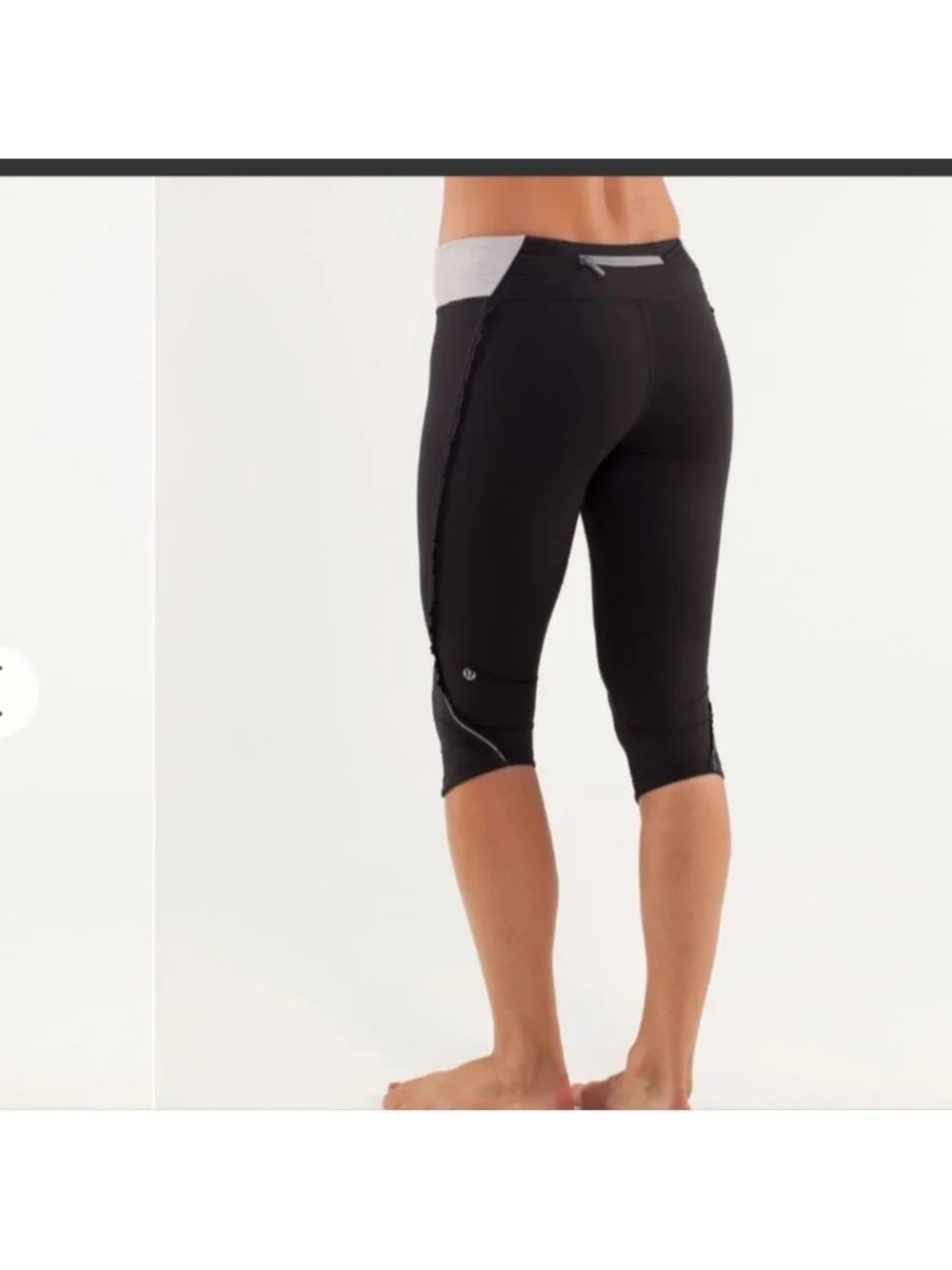 Lululemon Run: Fast And Free Crop Black / Metallic Silver / Coal